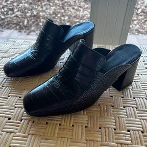 Freda Salvador Wine Embossed Croc Mules
